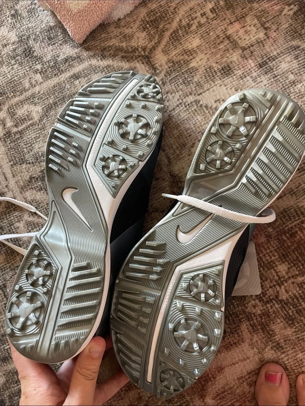 Nike Black, Gray & White Golf Spiked Shoes